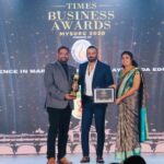 Receiving Prestigious Times Business Award from well known Indian Film Actor and Producer Suniel Shetty.